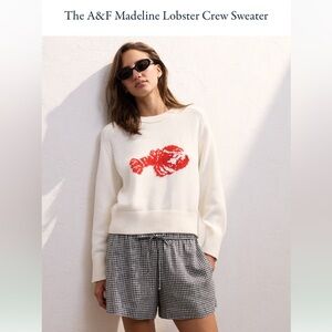 Abercrombie & Fitch White Madeline Sweater Red Lobster Design
